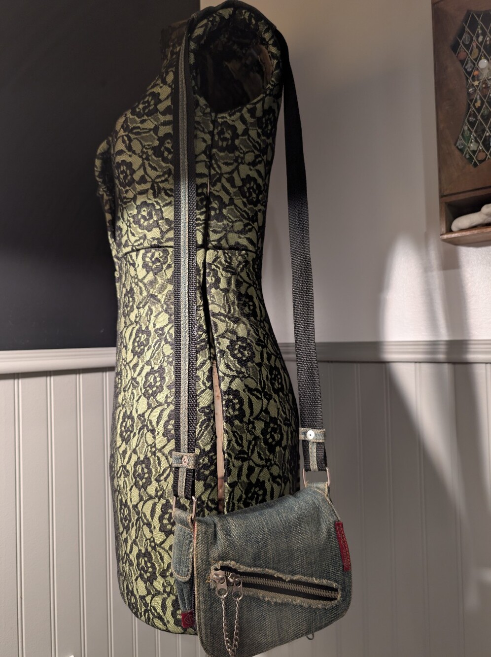 Vintage Denim Crossbody Shoulder Bag